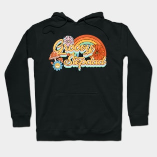 Groovy Step Dad Rainbow Family Birthday Party Daisy Flower Hoodie